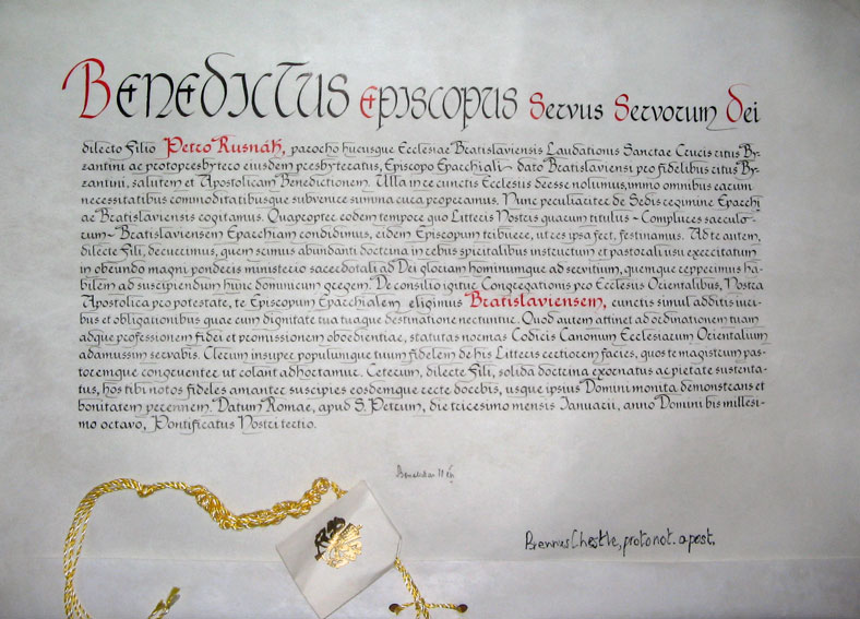 Menovacia bula pre vladyku Biskupská bula